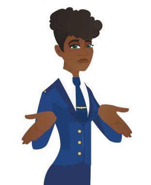 Arıcan omuzlarında shrugging hostes karıştı.