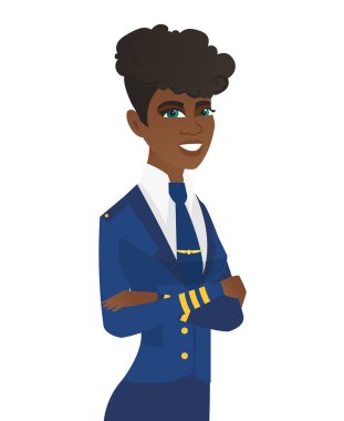 Katlanmış silah ile duran genç Afrika hostes