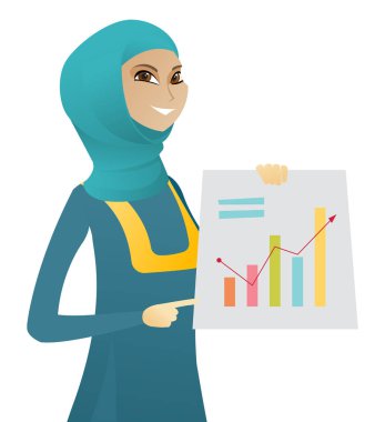 Müslüman iş kadın gösteren mali grafik.