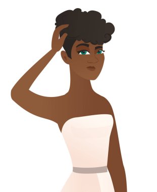 Genç Afrikalı-Amerikalı nişanlısı başını tırmalamak