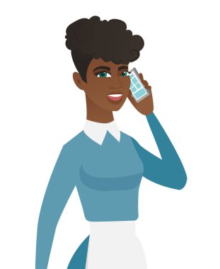 Genç Afrika temiz bir cep telefonu üzerinde konuşurken.