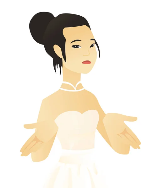Fiatal ázsiai menyasszony vállvonogatva váll. — Stock Vector