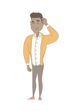 Afrikalı-Amerikalı gencin başını tırmalamak.