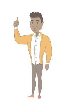 Açık ağız parmak işaret ile Afrika adam.