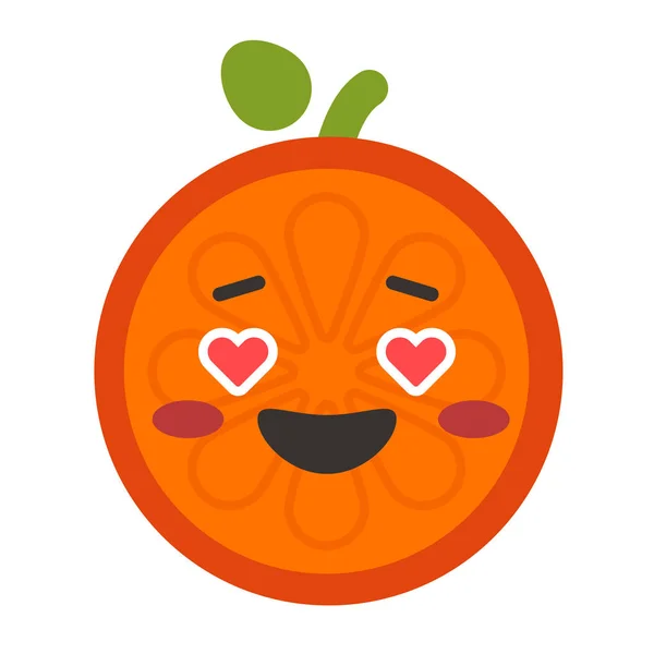 Emoji - orange w miłości z szczęśliwy uśmiech. Na białym tle wektor. — Wektor stockowy