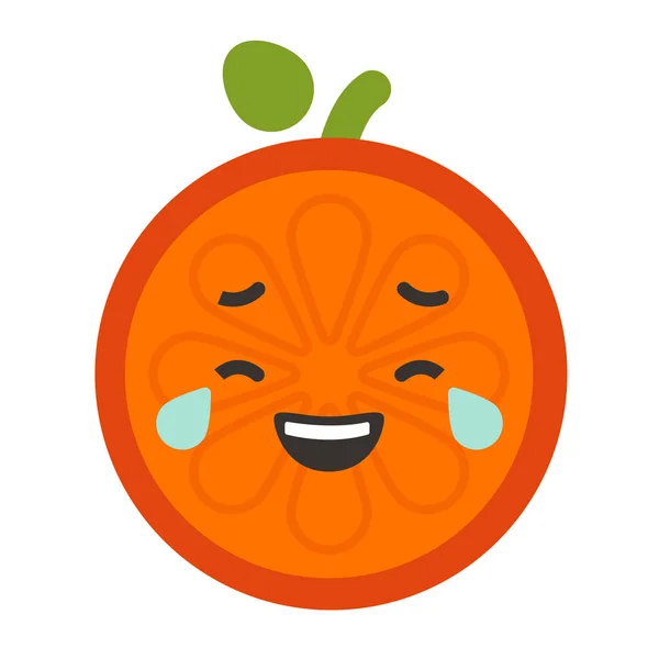 Эмодзи - смеется со слезами оранжевой улыбки. Изолированный вектор . — стоковый вектор
