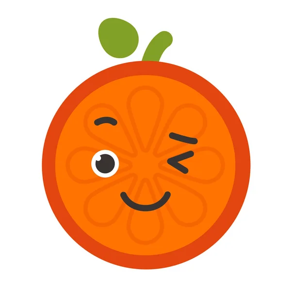 Emoji - winking orange with happy smile. Isolated vector. — Stock Vector