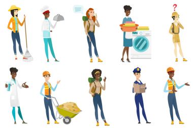 Profesyonel Bayan vektör çizimler set.