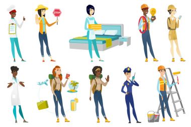 Profesyonel Bayan vektör çizimler set.