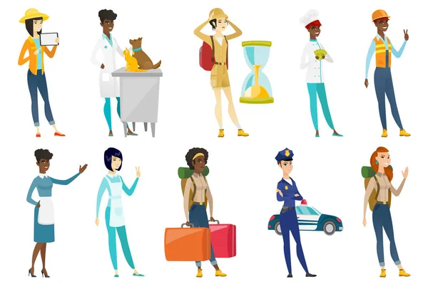 Γυναίκες επαγγελματίες διανυσματικά εικονογραφήσεις σετ. — Διανυσματικό Αρχείο