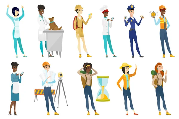 Ensemble d'illustrations vectorielles pour femmes professionnelles . — Image vectorielle