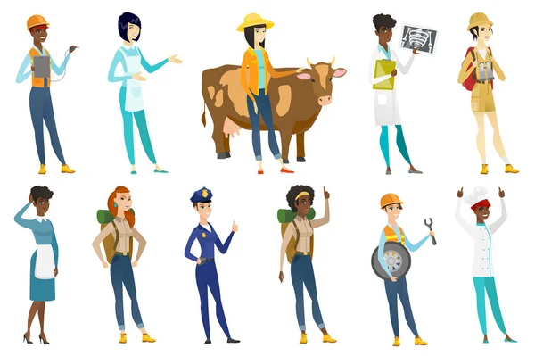 Γυναίκες επαγγελματίες διανυσματικά εικονογραφήσεις σετ. — Διανυσματικό Αρχείο