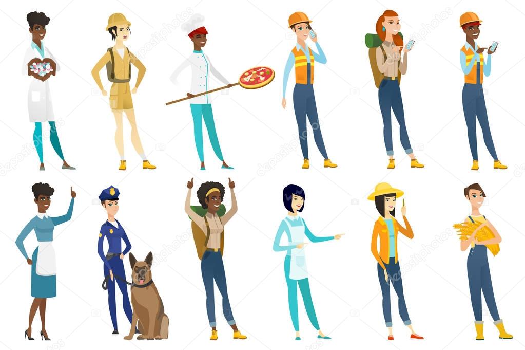 Professional women vector illustrations set.