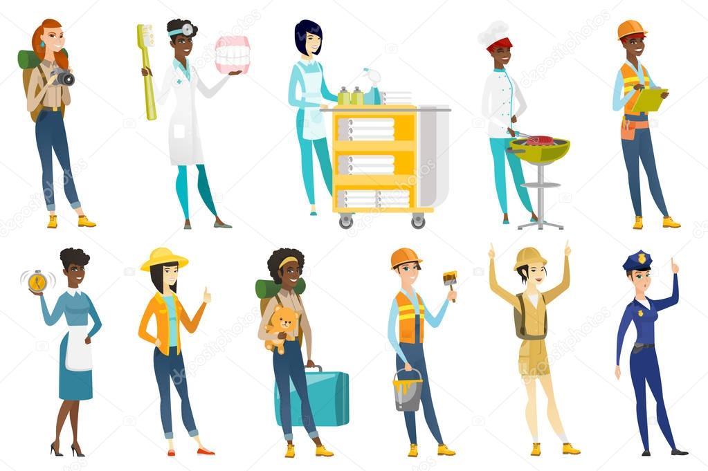 Professional women vector illustrations set.