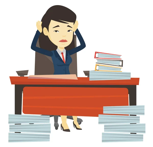 Despair business woman working in office. — Stock Vector