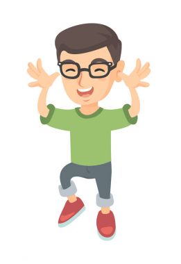 Komik beyaz çocuk elleri ile alay gözlük.
