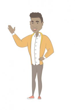 Afrika adam bir şeye elini tarafından işaret.