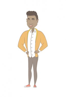 Genç Afro-Amerikan man gülüyor.