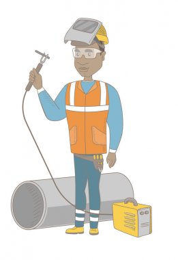 Genç Afrika Kaynakçı Kaynak Makinası gaz kullanarak