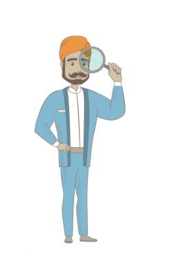 Büyüteç ile Hindu işadamı.