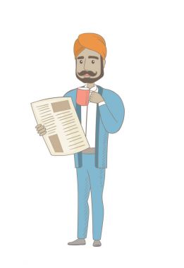 işadamı kahve içme ve gazete okuma.