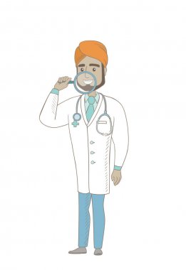 Hint dişçi diş bir büyüteç ile incelenmesi