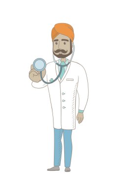 Genç Hintli doktor stetoskop bir holding.