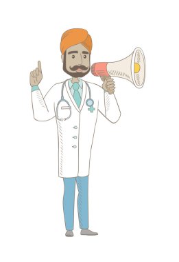 Hoparlör konuşmak genç Hint Doktor.