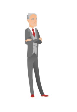 Katlanmış silah ile beyaz emin işadamı.