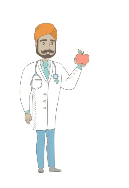 Indické výživu nabízí čerstvé červené jablko. — Stockový vektor