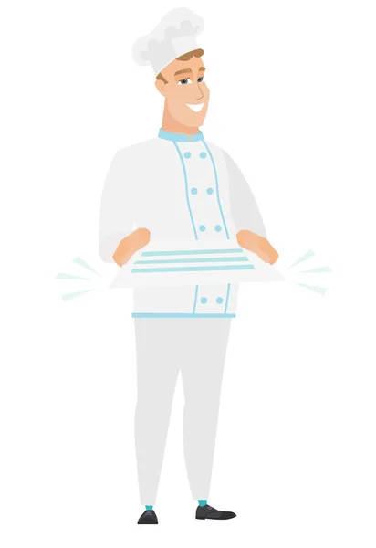 Chef cuoco in possesso di un vettore illustrazione contratto — Vettoriale Stock