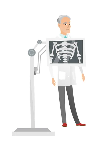 Roentgénologue caucasien pendant la procédure de rayons X . — Image vectorielle