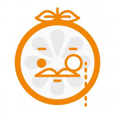 Emoji - beyefendi turuncu gülümseme bıyık ve tek gözlük ile. İzole vektör.