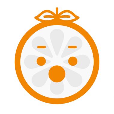 Emoji - çığlık turuncu gülümseme. İzole vektör.