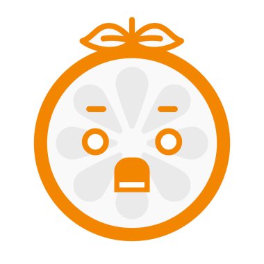 Emoji - şok turuncu gülümseme. İzole vektör.