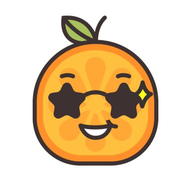 Emoji - güneş gözlüğü ile serin turuncu. İzole vektör.