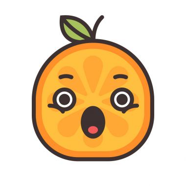 Emoji - çığlık turuncu gülümseme. İzole vektör.