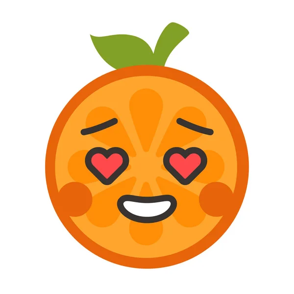 Emoji - orange amoureux avec un sourire heureux. Vecteur isolé . — Image vectorielle