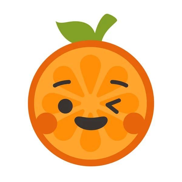 Emoji - clignotant orange avec sourire heureux. Vecteur isolé . — Image vectorielle