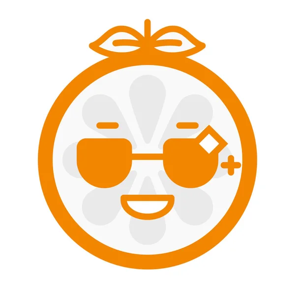 Emoji - naranja fresco con gafas de sol. Vector aislado . — Archivo Imágenes Vectoriales