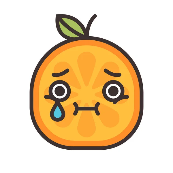 Emoji - lacrime che piangono arancione. Vettore isolato . — Vettoriale Stock