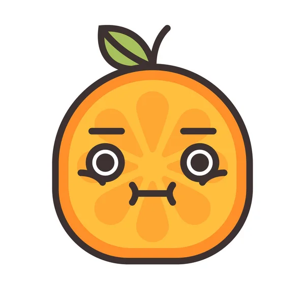 Emoji - sin palabras sonrisa naranja recta. Vector aislado . — Archivo Imágenes Vectoriales