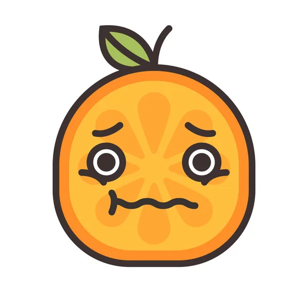 Emoji - preocuparse naranja con gota de sudor. Vector aislado . — Archivo Imágenes Vectoriales