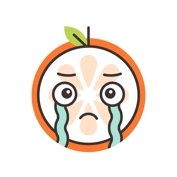 Emoji - lágrimas llorando naranja. Vector aislado . — Archivo Imágenes Vectoriales