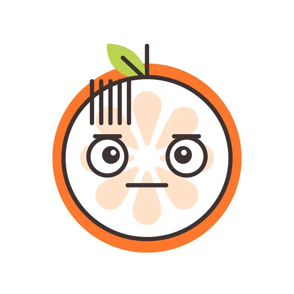 Emoji - sin palabras sonrisa naranja recta. Vector aislado . — Archivo Imágenes Vectoriales