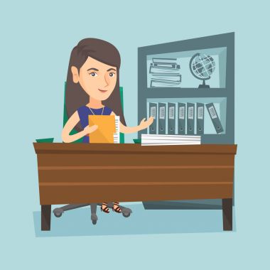 Beyaz ofis çalışanı belgeleriyle çalışma.