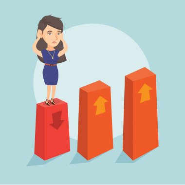 Aşağı gidiş grafik üzerinde beyaz iflas duran.