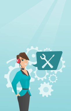 Genç Beyaz teknik destek operatörü.