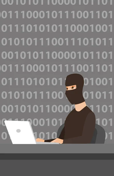 Hacker using laptop to steal information. — Stock Vector