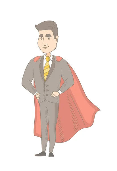 Caucasian businessman dressed as a superhero. — Stock Vector